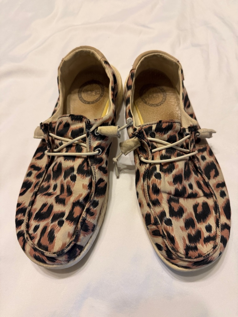 Hey Dude Women's Leopard Print Slip-On Loafers - Tan Black